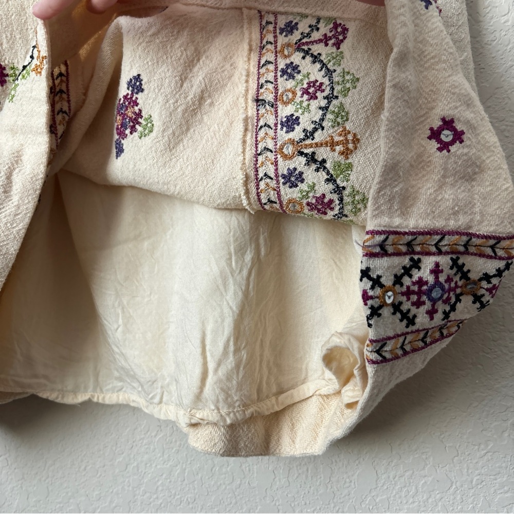 Free People Boho Embroidered Never Been Beige Mini Dress - Picture 8 of 14